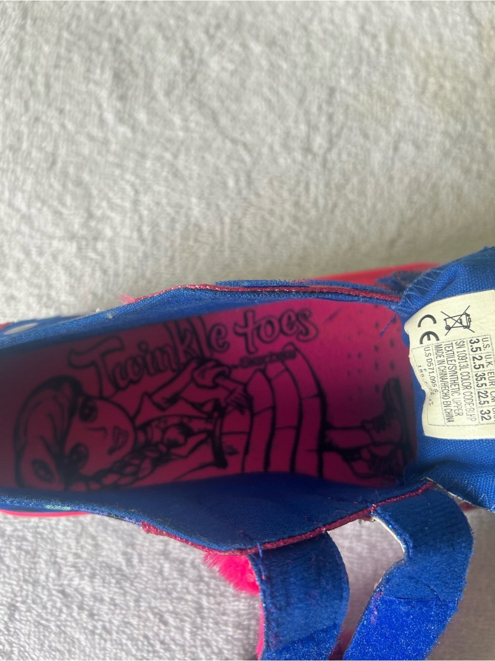 NWT Skechers Twinkle-Toes Girls' Glitter Monster Slip-On Sneakers - Pink & Blue - Picture 11 of 13